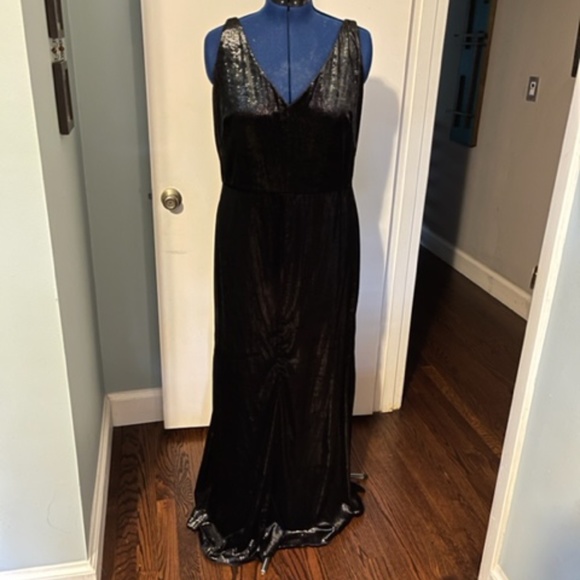 RALPH LAUREN WOMENS VELVET METALLIC EVENING DRESS SIZE 14 - Picture 2 of 7